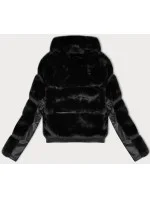 Černá krátká kožešinový bunda s límcem J Style (11Z8163)