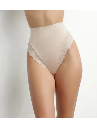 Dámská krajková tanga s vysokým pasem DIM DELICATE THONG - DIM - tělová Dámská krajková tanga s vysokým pasem DIM DELICATE THONG - DIM - tělová