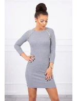 Šaty s ozdobnými knoflíky šedé