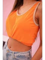 Dámská halenka na ramínka s ozdobným lemem tmavě oranžová