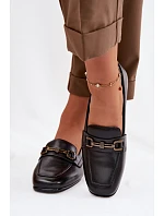 Kožené dámské polobotky na klínu s ozdobou Vinceza 39978 Černé