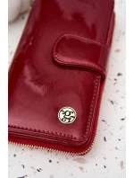 Lakovaná dámská peněženka se zlatým detailem Evlinne – červená