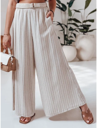 Dámské široké kalhoty s páskem SUMMERLINE beige FashionStreet UY2697