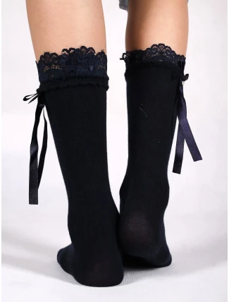 YOCLUB SKA-0163G Dívčí podkolenky s mašlí 31-34