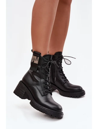 Kožené dámské workery na klíně s ozdobným detailem Artiker 57C0211 bordó