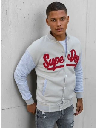 Pánská mikina na zip v barvě ecru FashionStreet BX5445 Pánská mikina na zip v barvě ecru FashionStreet BX5445