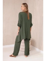 Sada halenky + kalhot s přívěskem khaki Sada halenky + kalhot s přívěskem khaki