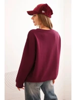 Dámská bavlněná mikina s potiskem kočky a nápisem švestková