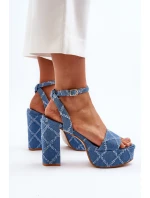 Džínové sandály na podpatku modré Acrana