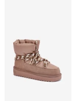Semišové Sněhule Dámské S Hlavními Šňůrkami D.Franklin DFSH375003 Taupe