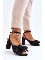 Módní Sandály S Mašlí Na Podpatcích Černe Callum