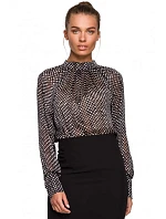 Dámská šifonová halenka S235 - model 1 Černo-bílá - Stylove Dámská šifonová halenka S235 - model 1 Černo-bílá - Stylove