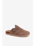 Dámské pantofle Chodaki Z Přírodního Semiše Vinceza 101332 Tmavě Béžové