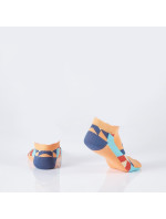 Oranžové krátké dámské ponožky s aztéckými vzory