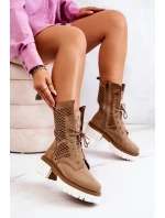 Pracovní kožené vysoké boty Nicole svetlě hnědá 2706