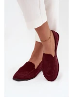 Dámské mokasíny z eko semiše ploché bordové Miryelle