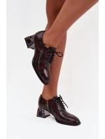 Kožené lakované dámské polobotky na podpatku s krystaly Artiker 57C0073 bordó Kožené lakované dámské polobotky na podpatku s krystaly Artiker 57C0073 bordó