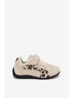 Dětské sportovní boty na suchý zip béžové s leopardem Perrin