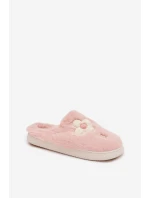 Kožešinové pantofle s květinami Růžové Selinne