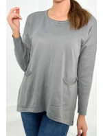 Svetr s předními kapsami šedý