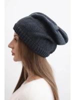 Dámská zimní čepice s ušima a ribbed vzorem K440 grafitová