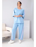 Dámský komplet máslový z viskózy mikina a kalhoty s lampasy béžový