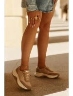 Dámské semišové tenisky na platformě Big Star RR274A345 HI-POLY SYSTEM Tmavě béžové