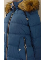 Dámská prošívaná bunda s kapucí W701 petrolejová - MHM Dámská prošívaná bunda s kapucí W701 petrolejová - MHM