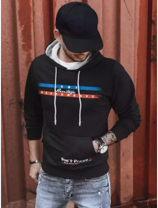 Pánská mikina s potiskem černá FashionStreet BX5386