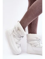 Dámské sněhule na platformě s vázáním bílé Fleure