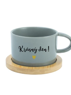 KRÁSNÝ DEN! - šedý hrníček makronka 200 ml
