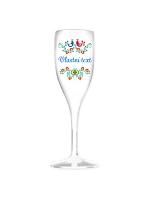 Personalizovaná bílá nerozbitná prosecco sklenice s folklórním vzorem Personalizovaná bílá nerozbitná prosecco sklenice s folklórním vzorem