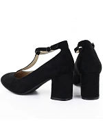 Černé semišové páskové lodičky Mascara s jehlovým podpatkem 834284