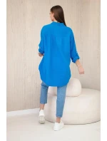 Bavlněná mušelínová košile oversize tyrkys