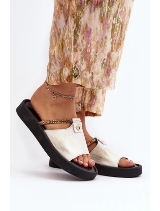 Kožené dámské žabky Zazoo 2659/005 stříbrné Kožené dámské žabky Zazoo 2659/005 stříbrné