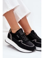 Dámské Zamszové Sneakersy Big Star OO274A312 HI-POLY SYSTEM Černé Panther