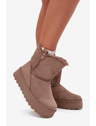 Dámské sněhule na platformě s kožíškem Evelira – světle béžové