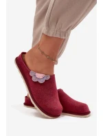 Dámské domácí pantofle s květinou Inblu – bordó
