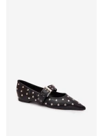Dámské eko kožené baleríny s kamínky a přezkou Arlenne – černé