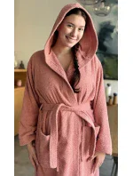 Dámský župan dlouhý s kapucí Broskev