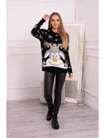 Vánoční svetr se sobem černý