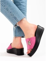 Jedinečné nazouváky dámské růžové na klínku Jedinečné nazouváky dámské růžové na klínku