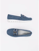 Trendy modré dámské  mokasíny bez podpatku