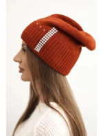 Dámská zimní čepice vlněná s cyrkony K453 ruda Dámská zimní čepice vlněná s cyrkony K453 ruda