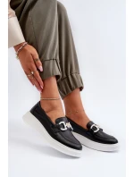 Dámské kožené mokasíny na platformě černé S.Barski LR720