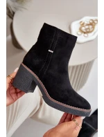 Dámské Botky Na Podpatku Zateplené Eko Semišové Černé Arkesia