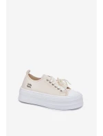 Dámské Tenisky Na Platformě S Dekorativním Šněrováním Béžové Tivora Dámské Tenisky Na Platformě S Dekorativním Šněrováním Béžové Tivora