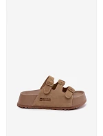 Dámské pantofle na masivní platformě s řemínky Big Star Béžové