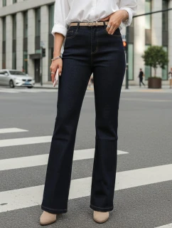 Dámské džíny s vysokým pasem tmavě modré FashionStreet UY2911