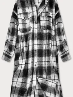 Černo-bílý dámský károvaný košilový kabát (8424)